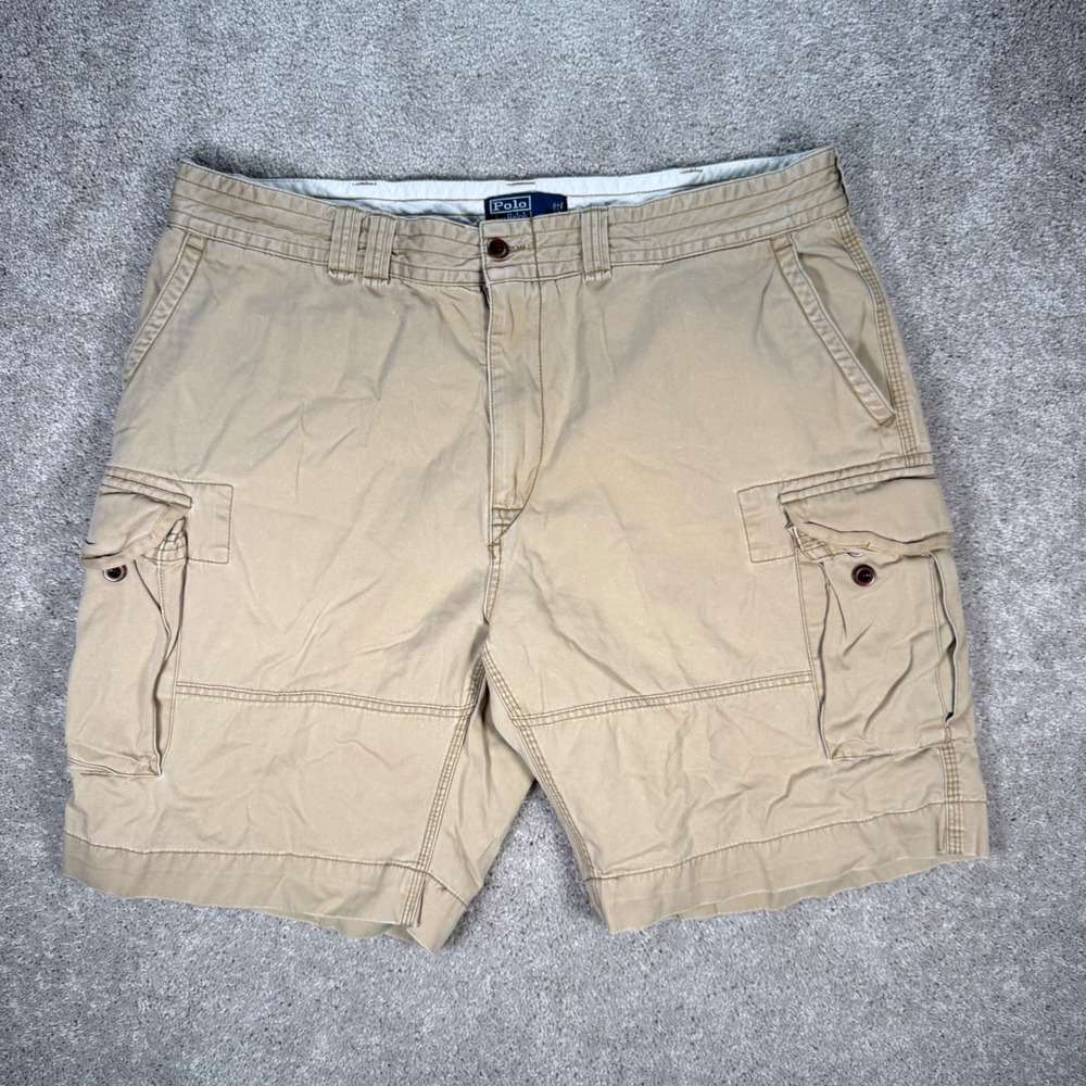 Polo Ralph Lauren Men's 42 Khaki Tan Cotton Classic Polo Chino Cargo Shorts